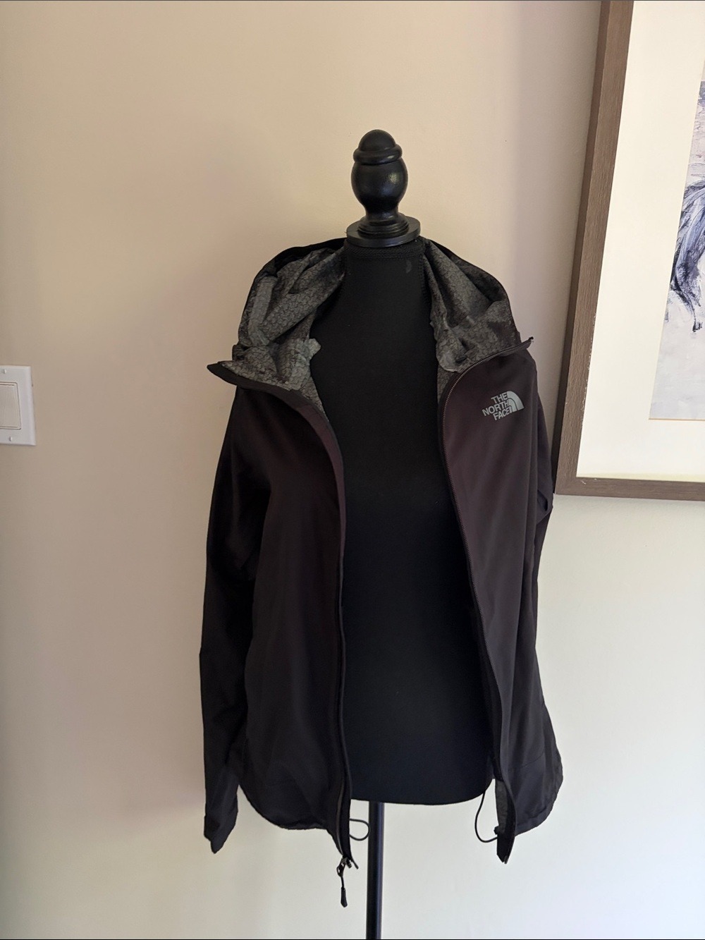 The North Face Black Jacket with Gray Hood Lining